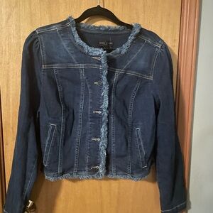 Susan Graver Denim Blue Frayed Jacket
